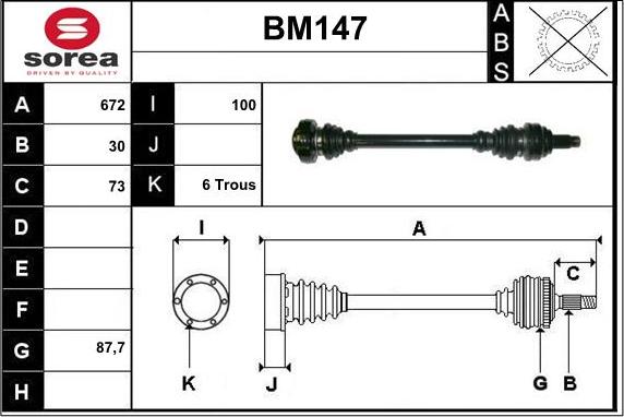 Sera BM147 - Piedziņas vārpsta autospares.lv