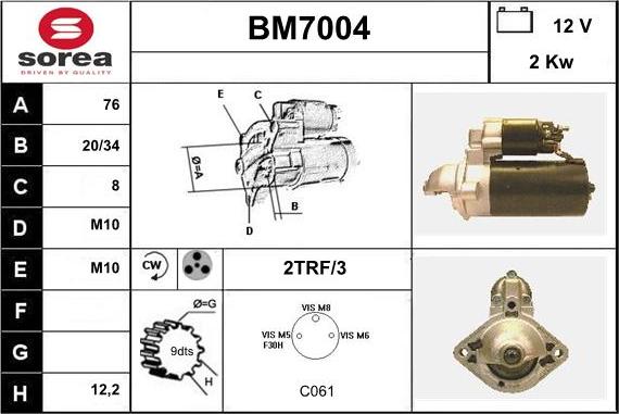 Sera BM7004 - Starteris autospares.lv