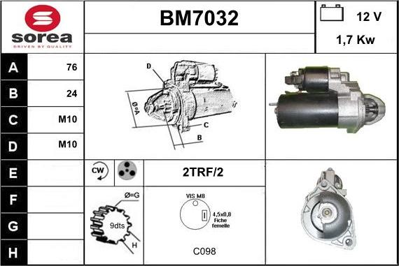 Sera BM7032 - Starteris www.autospares.lv