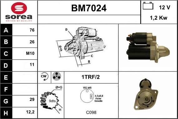 Sera BM7024 - Starteris www.autospares.lv