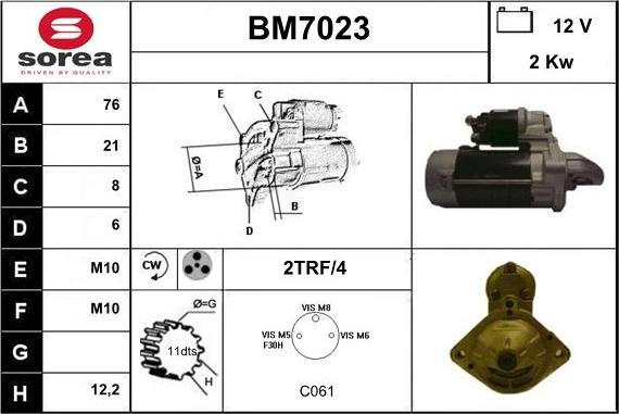 Sera BM7023 - Starteris autospares.lv