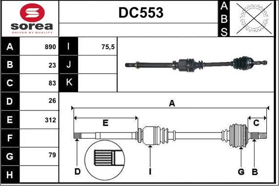 Sera DC553 - Piedziņas vārpsta autospares.lv