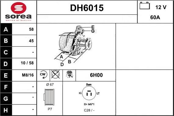 Sera DH6015 - Ģenerators www.autospares.lv