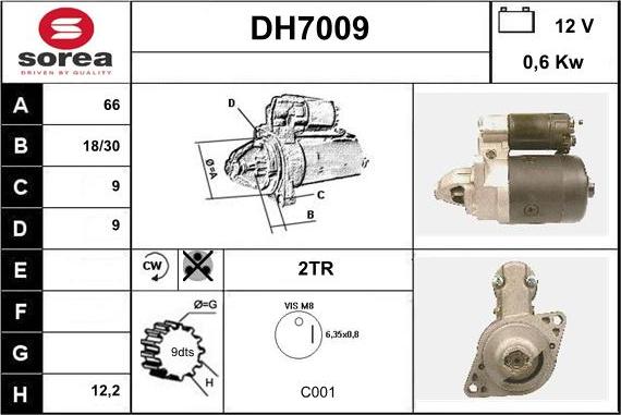 Sera DH7009 - Стартер www.autospares.lv