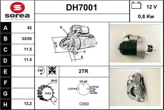 Sera DH7001 - Стартер www.autospares.lv