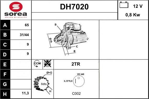 Sera DH7020 - Starter www.autospares.lv