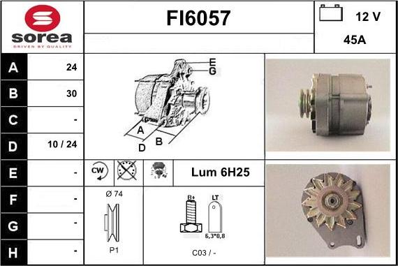 Sera FI6057 - Alternator www.autospares.lv