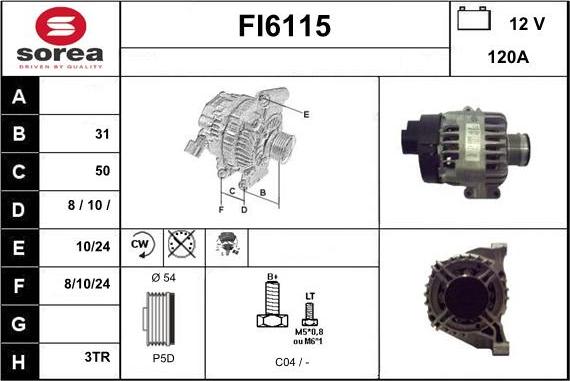 Sera FI6115 - Alternator www.autospares.lv