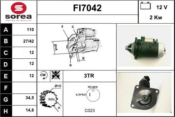 Sera FI7042 - Starteris www.autospares.lv