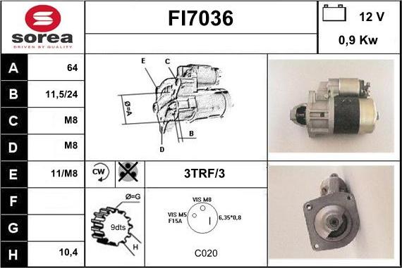 Sera FI7036 - Starteris autospares.lv