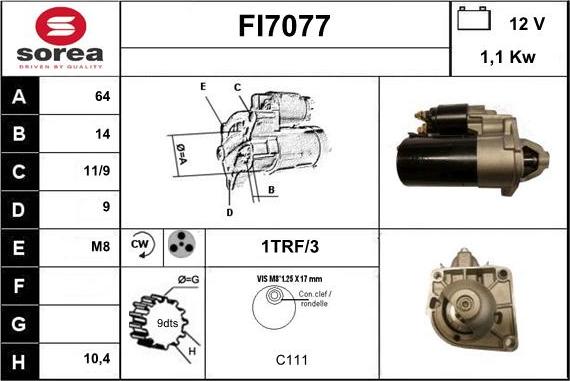 Sera FI7077 - Starteris www.autospares.lv