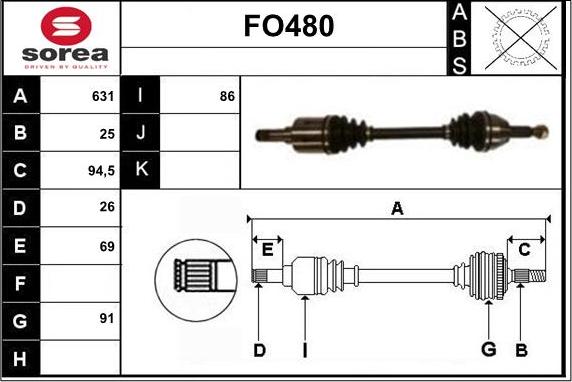 Sera FO480 - Piedziņas vārpsta www.autospares.lv