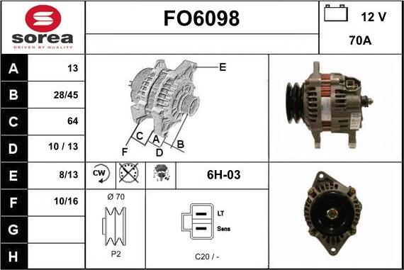 Sera FO6098 - Alternator www.autospares.lv