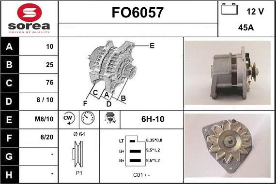 Sera FO6057 - Alternator www.autospares.lv