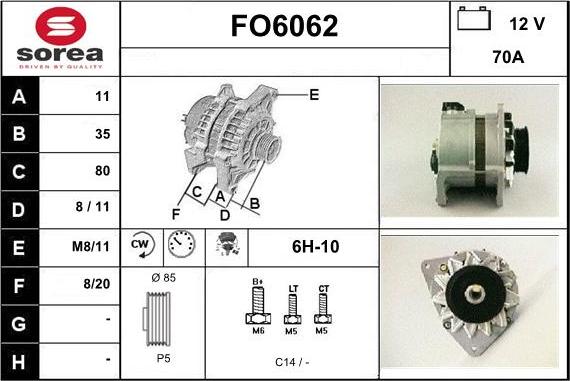 Sera FO6062 - Alternator www.autospares.lv