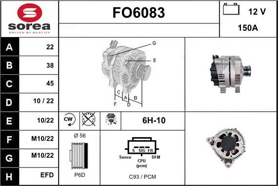 Sera FO6083 - Alternator www.autospares.lv