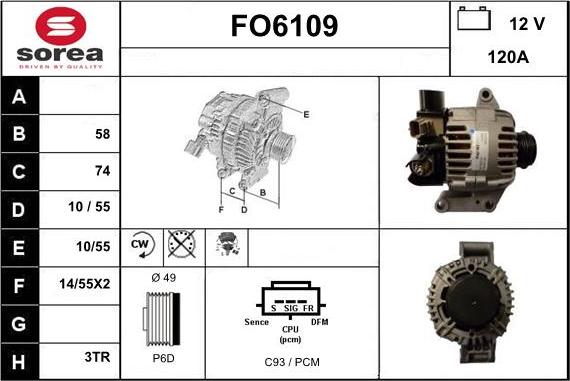 Sera FO6109 - Alternator www.autospares.lv