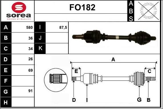 Sera FO182 - Piedziņas vārpsta www.autospares.lv