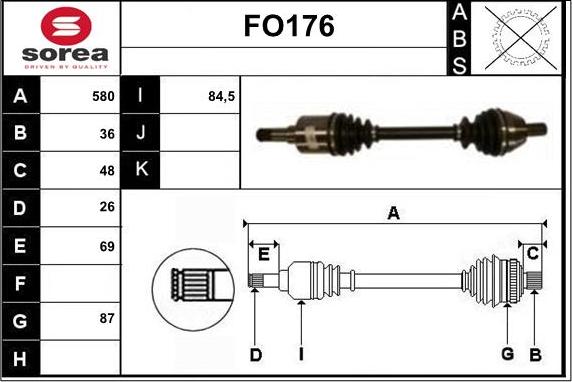 Sera FO176 - Piedziņas vārpsta www.autospares.lv