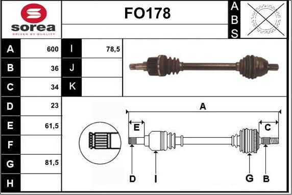 Sera FO178 - Piedziņas vārpsta www.autospares.lv