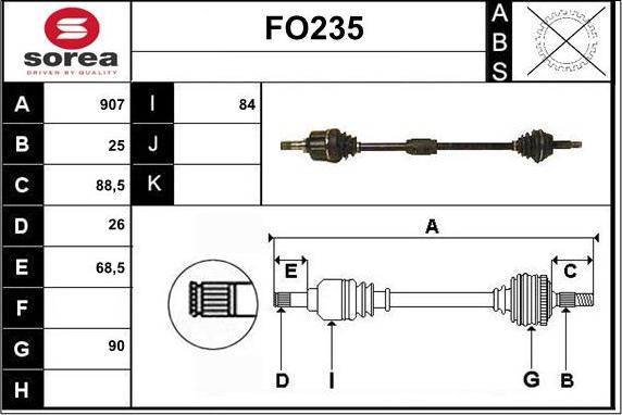 Sera FO235 - Приводной вал www.autospares.lv