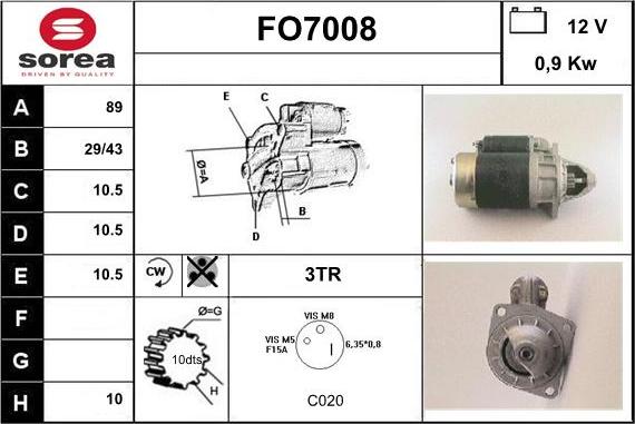 Sera FO7008 - Стартер www.autospares.lv