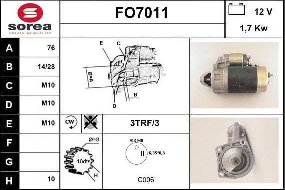 Sera FO7011 - Starteris autospares.lv