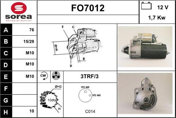 Sera FO7012 - Starteris autospares.lv