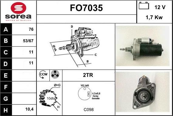 Sera FO7035 - Starteris autospares.lv