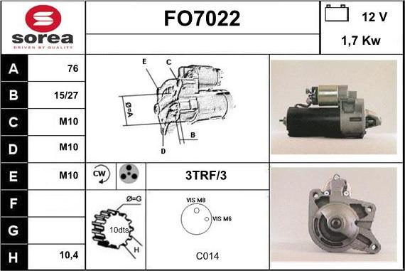 Sera FO7022 - Starteris autospares.lv