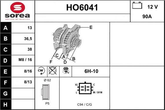 Sera HO6041 - Генератор www.autospares.lv