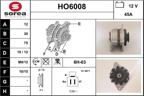 Sera HO6008 - Ģenerators www.autospares.lv