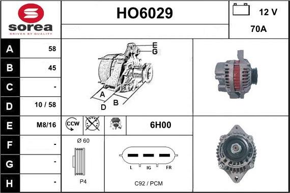 Sera HO6029 - Ģenerators www.autospares.lv