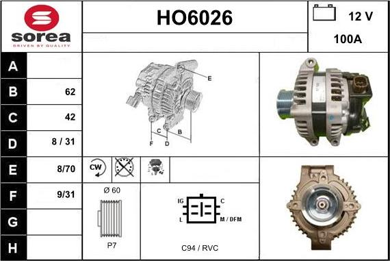 Sera HO6026 - Ģenerators www.autospares.lv