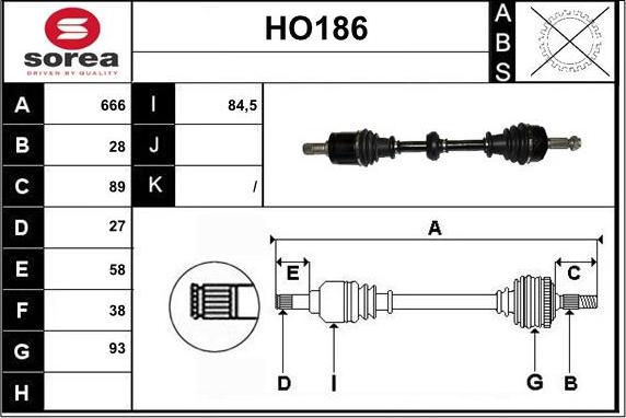 Sera HO186 - Piedziņas vārpsta www.autospares.lv