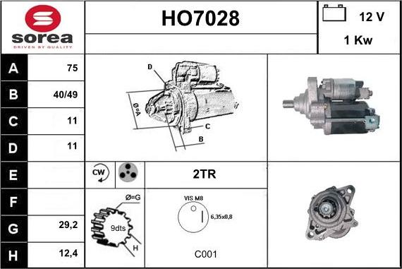 Sera HO7028 - Starteris www.autospares.lv