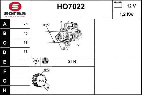 Sera HO7022 - Starteris www.autospares.lv