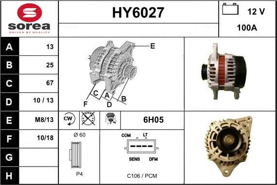 Sera HY6027 - Alternator www.autospares.lv