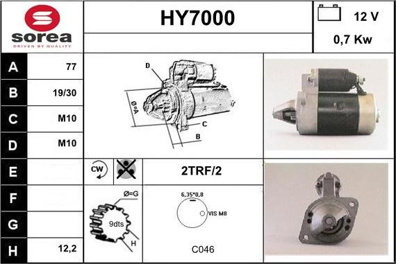 Sera HY7000 - Стартер www.autospares.lv