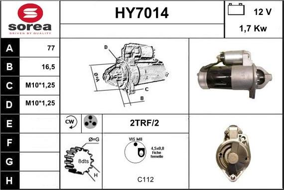 Sera HY7014 - Starter www.autospares.lv