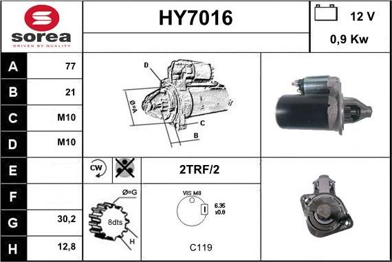 Sera HY7016 - Starteris autospares.lv