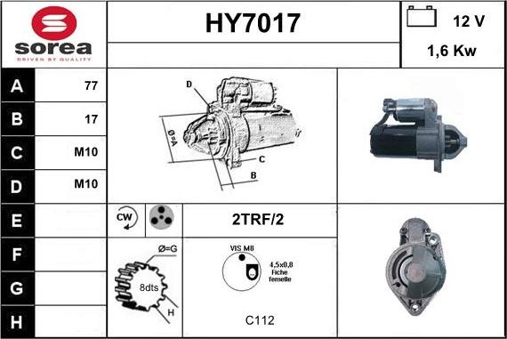 Sera HY7017 - Starter www.autospares.lv