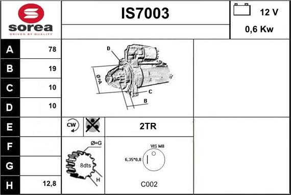 Sera IS7003 - Starteris www.autospares.lv