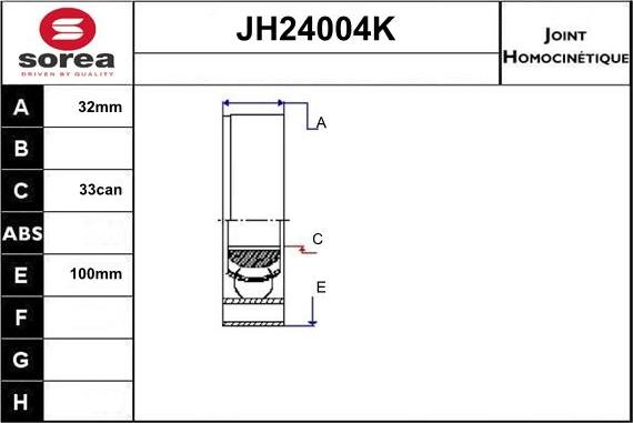 Sera JH24004K - Шарнирный комплект, ШРУС, приводной вал www.autospares.lv