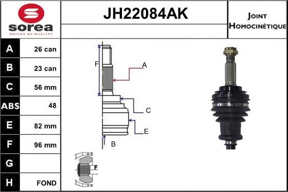 Sera JH22084AK - Šarnīru komplekts, Piedziņas vārpsta autospares.lv