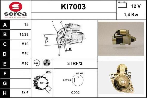 Sera KI7003 - Стартер www.autospares.lv