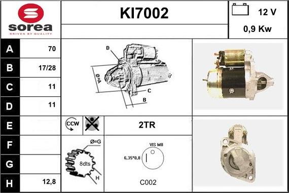 Sera KI7002 - Стартер www.autospares.lv