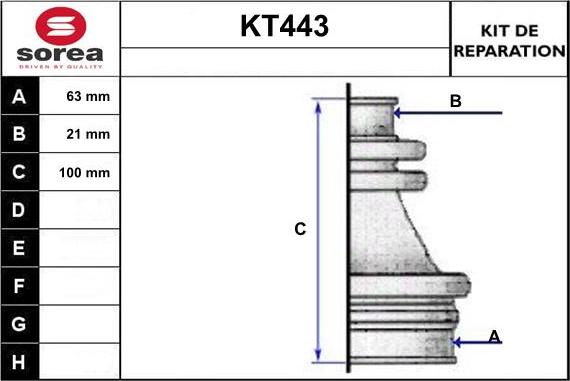 Sera KT443 - Putekļusargs, Piedziņas vārpsta www.autospares.lv