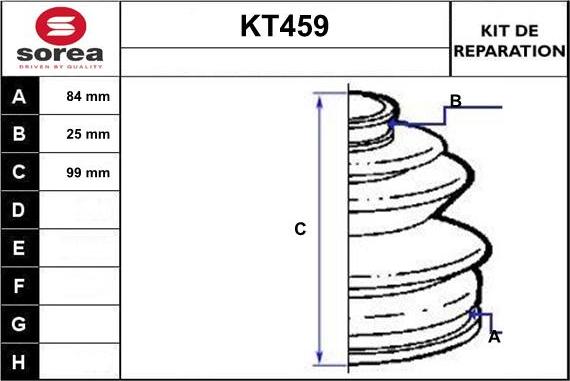 Sera KT459 - Bellow, drive shaft www.autospares.lv