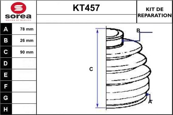 Sera KT457 - Пыльник, приводной вал www.autospares.lv